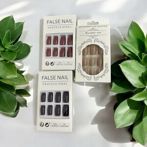 3 Sets of 24 Piece False Nails 2- False Nail Professional & 1 - Beautiful Nails